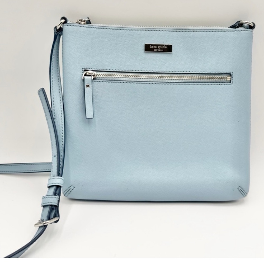 Kate Spade Sadie North South Crossbody Bag in Light Blue Silver Hardware EUC
